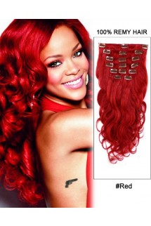 16”  7pcs Red Body Wave 100% Remy Hair Clip In Hair Extensions 16”  7pcs Red Body Wave 100% Remy Hair Clip In Hair Extensions